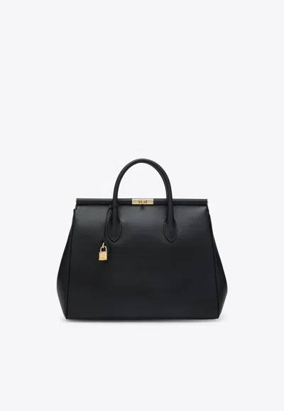 Dolce & Gabbana Xl Maxi Marlene Day Grained Leather Top Handle Bag In Black