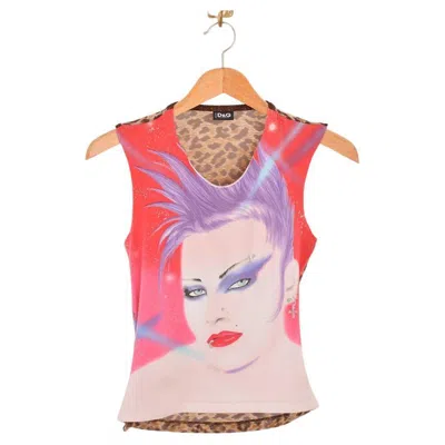 Pre-owned Dolce & Gabbana Y2k  2000s Vintage Punk Face Sleeveless Vest Top In Sand