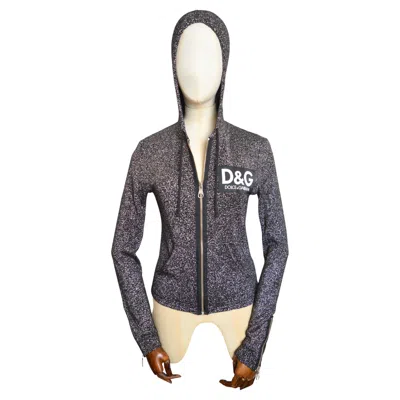 Pre-owned Dolce & Gabbana Y2k  Sparkly Silver Lamé Knit Hooded Zip Up Cardigan Jacket