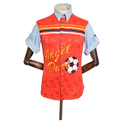 Pre-owned Dolce & Gabbana Y2k Mens  2000's Red Fitted Football Soccer Print Shirt