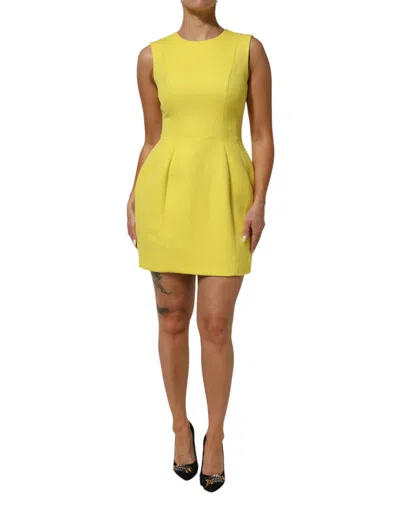 Pre-owned Dolce & Gabbana Yellow A-line Sheath Sleeveless Mini Women's Dress () In Multi