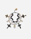Dolce & Gabbana Yellow And White Gold Family Bracelet With Cblack Sapphire, Pearl And Black Jade Beads In Gold