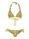 DOLCE & GABBANA YELLOW BIKINI WITH MAJOLICA PRINT IN STRETCH FABRIC WOMAN