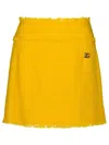 Dolce & Gabbana Cotton Blend Miniskirt Fringe Hem Textured Fabric