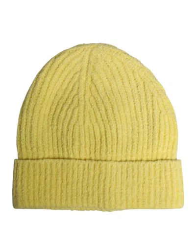 DOLCE & GABBANA DOLCE & GABBANA YELLOW COTTON KNITTED WINTER BEANIE MEN'S HAT