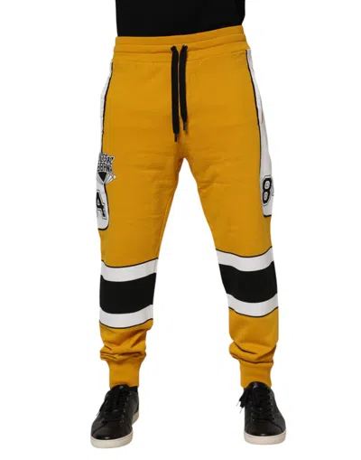Pre-owned Dolce & Gabbana Yellow Cotton Logo Jogger Sweatmen's Men's Pants ()