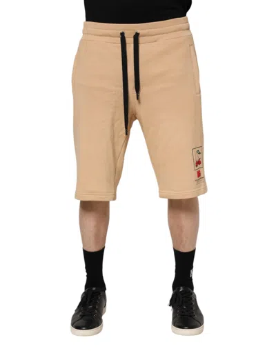 Dolce & Gabbana Yellow Cotton Men Bermuda Sweatshorts Shorts In Brown