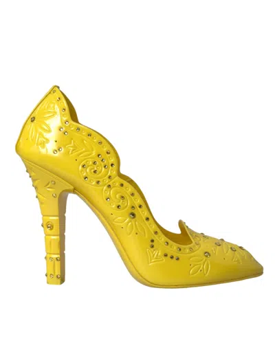 Dolce & Gabbana Yellow Crystal Cinderella Heels Pumps Shoes