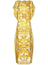 Dolce & Gabbana Yellow Dots Print Silk Maxi Dress In Yellow