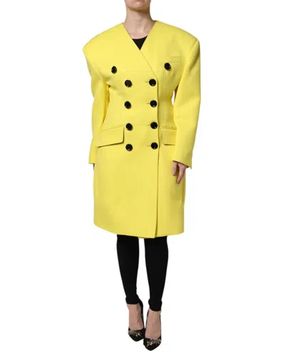Dolce & Gabbana Yellow Double Breasted Trench Coat Women's Jacket