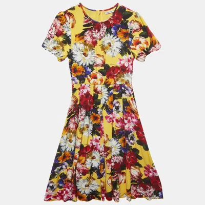Pre-owned Dolce & Gabbana Yellow Floral Printed Jersey Dress (11-12 Yrs)