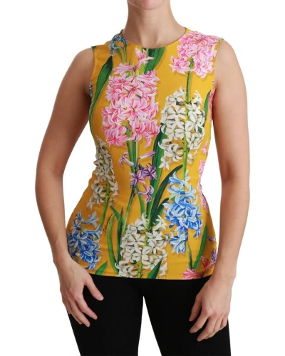 Dolce & Gabbana Yellow Floral Stretch Top Tank Wom
