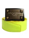 Dolce & Gabbana Yellow Green Classic Metal Logo Buckle Belt In Green