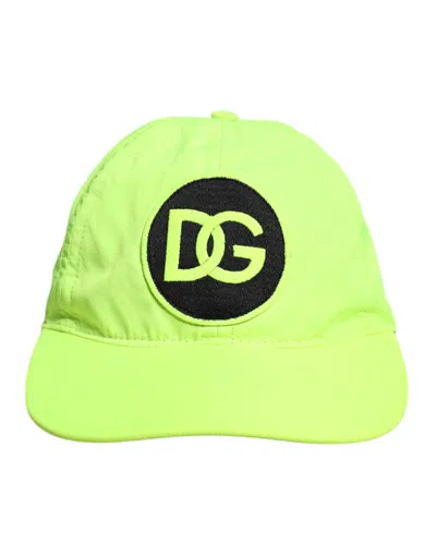 Dolce & Gabbana Yellow Green Dg Logo 6 Panels Baseball Cap