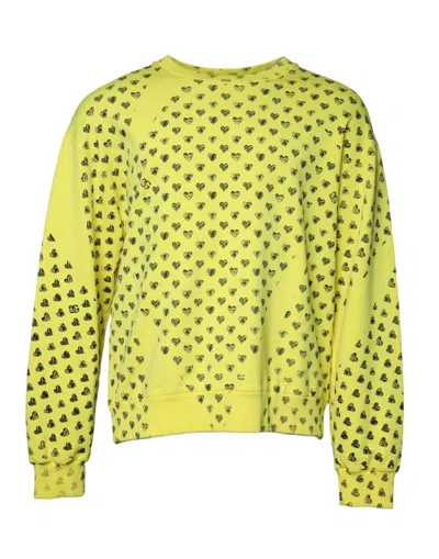 Pre-owned Dolce & Gabbana Yellow Heart Crew Neck Men Pullover Men's Sweater ()