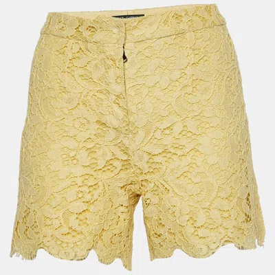 Pre-owned Dolce & Gabbana Yellow Lace Shorts Xs