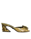 Dolce & Gabbana Yellow Leather Block Heels Slides Shoes In Multi