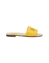 Dolce & Gabbana Majolica-print Leather Slides In Yellow