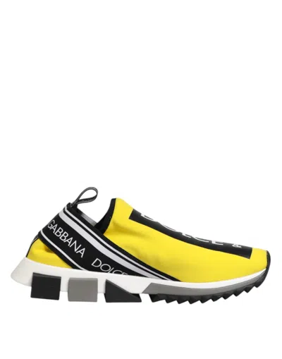 Pre-owned Dolce & Gabbana Yellow Logo Low Top Sorrento Sneakers Men's Shoes ()