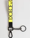 Dolce & Gabbana Yellow Logo Nylon Silver Brass Holder Keychain Keyring In Yellow