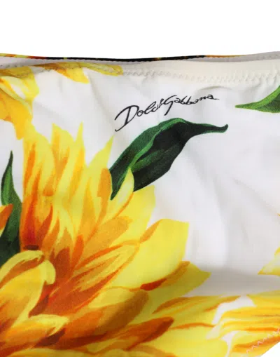 Dolce & Gabbana Yellow Nylon Sunflower Bikini Bottom Swimwear In Multi