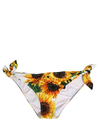 Dolce & Gabbana Yellow Nylon Sunflower Bikini Bottom Women's Swimwear