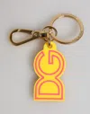 Dolce & Gabbana Yellow Rubber Gold Tone Metal Dg Logo Keyring Keychain