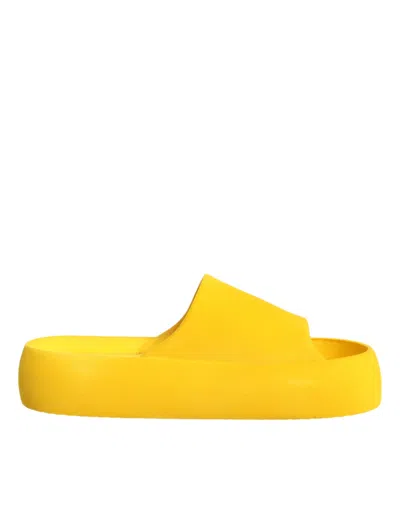 Pre-owned Dolce & Gabbana Yellow Rubber Slides Sandals Beachwear Women's Shoes ()