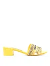 Dolce & Gabbana Karol Embroidered Block-heel Slide Sandals In Amarillo