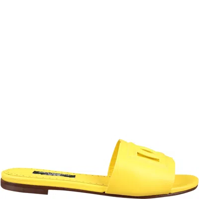 Dolce & Gabbana Kids' Yellow Sandals For Girl With Logo