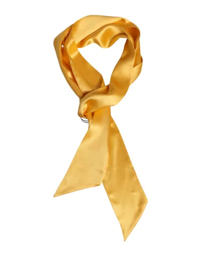 Dolce & Gabbana Yellow Satin Silk Skinny Foulard Wrap Men's Scarf