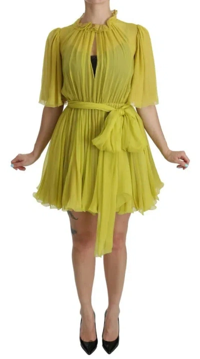 Dolce & Gabbana Yellow Shift A-line Silk Gown Dress