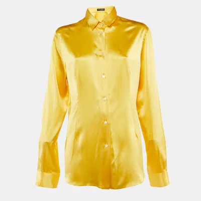 Pre-owned Dolce & Gabbana Yellow Silk Button Down Blouse L