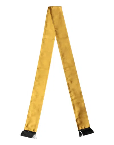 Dolce & Gabbana Yellow Silk Fringes Neck Wrap Foulard Scarf In Gold