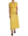 Dolce & Gabbana Yellow Silk Sheath Belted Long Maxi Dress In Yellow