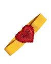 Dolce & Gabbana Yellow Stretch Wide Waist Heart Embellished Belt In Yellow