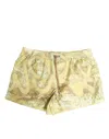 Dolce & Gabbana Yellow World Map Polyester Elastic Waistband Swimwear In Neutral