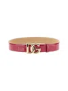 Dolce & Gabbana Adjustable Thin Belt With Gold-tone Buckle And Smooth Finish In Pink