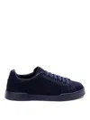 Dolce & Gabbana Portofino Logo Perforated Sneakers In Blue