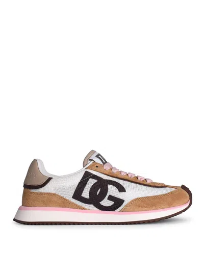 DOLCE & GABBANA DRAGON BEIGE SUEDE BLEND SNEAKERS