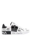 Dolce & Gabbana White Low Top Sneakers With Logo Patch On The Tongue And All-over Print In Leather Man In White