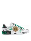 Dolce & Gabbana Portofino Leather Sneakers With Applied Studs In White
