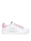 Dolce & Gabbana Portofino Low-top Leather Sneakers With Lateral Monogram In Pink