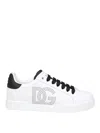 Dolce & Gabbana White And Black Leather Sneakers In White