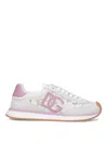 Dolce & Gabbana White Low Top With Lace Details And Dg Patch On The Side In Fabric And Suede Blend Woman In Multi