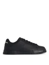 Dolce & Gabbana 'portofino' Black Low Top Sneakers With Logo Patch On The Tongue And Logo Lettering On The Side In Black