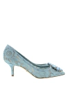 Dolce & Gabbana Court Shoe In Taormina Lace With Crystals In Light Blue
