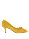 Dolce & Gabbana Bellucci Crystal-embellished Corded Lace Pumps In Yellow