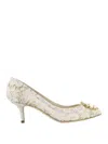 Dolce & Gabbana Bellucci Ice Lace Jewel Pumps In White