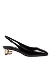 Dolce & Gabbana Black Décolleté With Dg Logo On The Heel In Negro